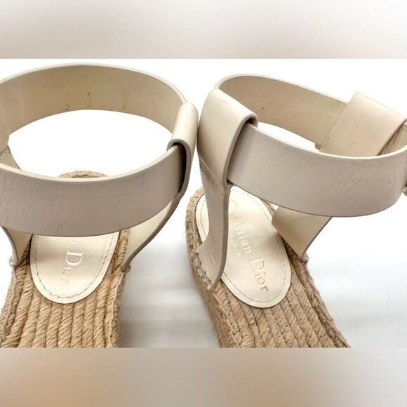 CHRISTIAN DIOR D-Dior Espadrille Platform Sandals White Leather EU 38 US 8 - Picture 6 of 12